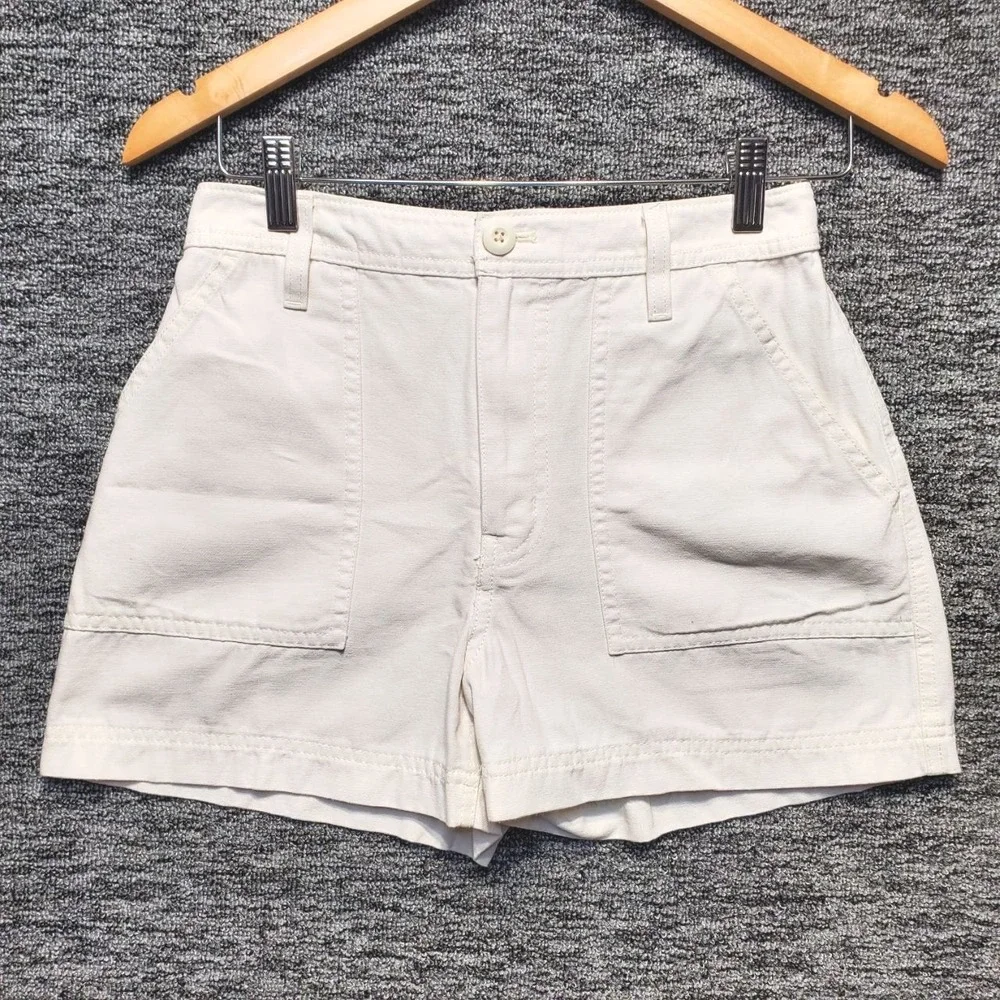 Vans Clark City High Waisted Canvas Utility Shorts Womens 25 Marshmallow Cream